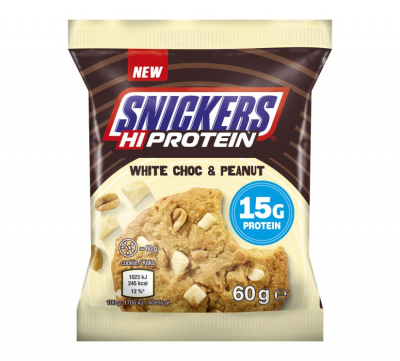 Snickers - Hi Protein Cookies White Choc Peanut - 60g Snickers - Hi Protein Cookies White Choc Peanut - 60g